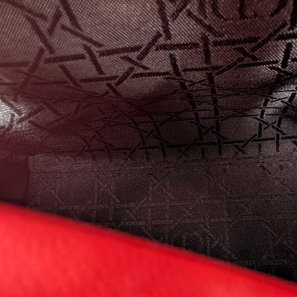 Dior Lady Dior Bright Red-Orange Quilted Lambskin and Charm - Picture 14 of 16